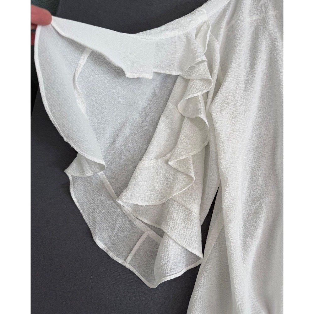 Umgee Womens Blouse Plus 1XL White Ruffled Flutter Long Bell Sleeve Beach Boho
